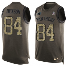 Men's Nike Carolina Panthers #84 Ed Dickson Limited Green Salute to Service Tank Top NFL Jersey