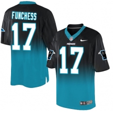 Men's Nike Carolina Panthers #17 Devin Funchess Elite Black/Blue Fadeaway NFL Jersey