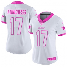 Women's Nike Carolina Panthers #17 Devin Funchess Limited White/Pink Rush Fashion NFL Jersey