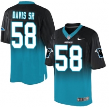 Men's Nike Carolina Panthers #58 Thomas Davis Elite Black/Blue Fadeaway NFL Jersey