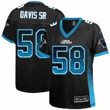 Women's Nike Carolina Panthers #58 Thomas Davis Elite Black Drift Fashion NFL Jersey