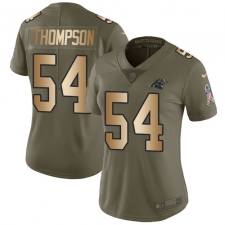 Women's Nike Carolina Panthers #54 Shaq Thompson Limited Olive/Gold 2017 Salute to Service NFL Jersey