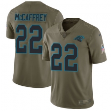 Men's Nike Carolina Panthers #22 Christian McCaffrey Limited Olive 2017 Salute to Service NFL Jersey