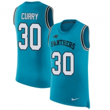 Men's Nike Carolina Panthers #30 Stephen Curry Limited Blue Rush Player Name & Number Tank Top NFL Jersey