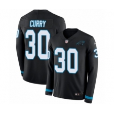 Youth Nike Carolina Panthers #30 Stephen Curry Limited Black Therma Long Sleeve NFL Jersey