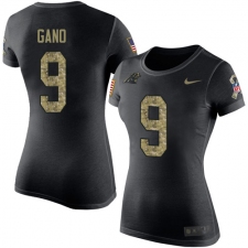 NFL Women's Nike Carolina Panthers #9 Graham Gano Black Camo Salute to Service T-Shirt