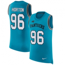 Men's Nike Carolina Panthers #96 Wes Horton Limited Blue Rush Player Name & Number Tank Top NFL Jersey