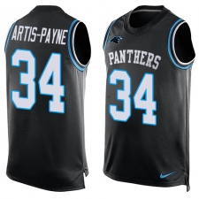 Men's Nike Carolina Panthers #34 Cameron Artis-Payne Limited Black Player Name & Number Tank Top NFL Jersey