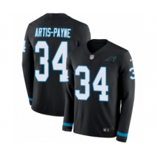Men's Nike Carolina Panthers #34 Cameron Artis-Payne Limited Black Therma Long Sleeve NFL Jersey
