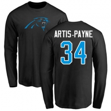 NFL Nike Carolina Panthers #34 Cameron Artis-Payne Black Name & Number Logo Long Sleeve T-Shirt