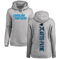 NFL Women's Nike Carolina Panthers #34 Cameron Artis-Payne Ash Backer Pullover Hoodie