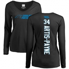 NFL Women's Nike Carolina Panthers #34 Cameron Artis-Payne Black Backer Slim Fit Long Sleeve T-Shirt
