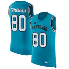 Men's Nike Carolina Panthers #80 Scott Simonson Limited Blue Rush Player Name & Number Tank Top NFL Jersey