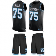 Men's Nike Carolina Panthers #75 Matt Kalil Limited Black Tank Top Suit NFL Jersey