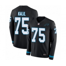 Men's Nike Carolina Panthers #75 Matt Kalil Limited Black Therma Long Sleeve NFL Jersey