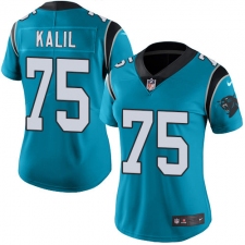Women's Nike Carolina Panthers #75 Matt Kalil Elite Blue Alternate NFL Jersey