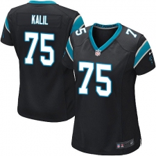 Women's Nike Carolina Panthers #75 Matt Kalil Game Black Team Color NFL Jersey