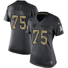 Women's Nike Carolina Panthers #75 Matt Kalil Limited Black 2016 Salute to Service NFL Jersey