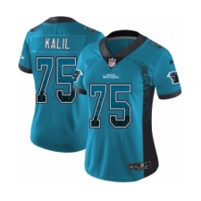 Women's Nike Carolina Panthers #75 Matt Kalil Limited Blue Rush Drift Fashion NFL Jersey