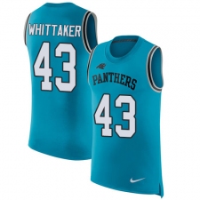 Men's Nike Carolina Panthers #43 Fozzy Whittaker Limited Blue Rush Player Name & Number Tank Top NFL Jersey