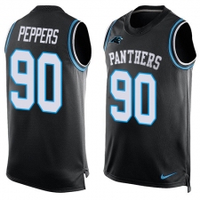 Men's Nike Carolina Panthers #90 Julius Peppers Elite Black Player Name & Number Tank Top NFL Jersey
