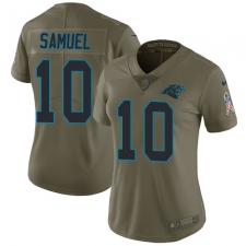 Women's Nike Carolina Panthers #10 Curtis Samuel Limited Olive 2017 Salute to Service NFL Jersey