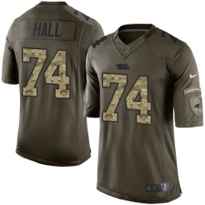 Men's Nike Carolina Panthers #74 Daeshon Hall Elite Green Salute to Service NFL Jersey