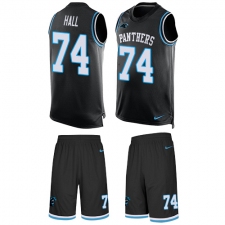 Men's Nike Carolina Panthers #74 Daeshon Hall Limited Black Tank Top Suit NFL Jersey