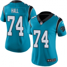 Women's Nike Carolina Panthers #74 Daeshon Hall Blue Alternate Vapor Untouchable Limited Player NFL Jersey