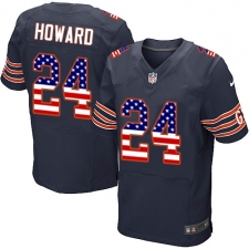 Men's Nike Chicago Bears #24 Jordan Howard Elite Navy Blue Home USA Flag Fashion NFL Jersey
