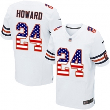 Men's Nike Chicago Bears #24 Jordan Howard Elite White Road USA Flag Fashion NFL Jersey