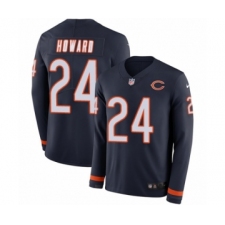 Men's Nike Chicago Bears #24 Jordan Howard Limited Navy Blue Therma Long Sleeve NFL Jersey