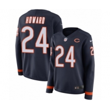 Women's Nike Chicago Bears #24 Jordan Howard Limited Navy Blue Therma Long Sleeve NFL Jersey
