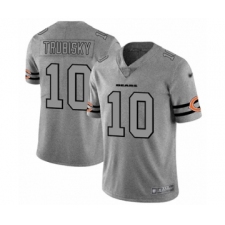Men's Chicago Bears #10 Mitchell Trubisky Limited Gray Team Logo Gridiron Football Jersey