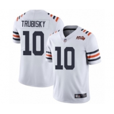 Men's Chicago Bears #10 Mitchell Trubisky White 100th Season Limited Football Jersey