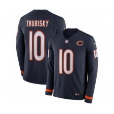 Youth Nike Chicago Bears #10 Mitchell Trubisky Limited Navy Blue Therma Long Sleeve NFL Jersey