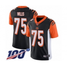 Men's Cincinnati Bengals #75 Jordan Willis Black Team Color Vapor Untouchable Limited Player 100th Season Football Jersey