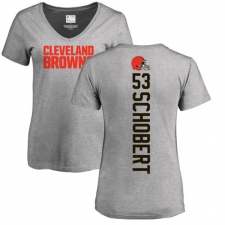 NFL Women's Nike Cleveland Browns #53 Joe Schobert Ash Backer V-Neck T-Shirt