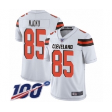 Men's Cleveland Browns #85 David Njoku White Vapor Untouchable Limited Player 100th Season Football Jersey