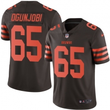 Men's Nike Cleveland Browns #65 Larry Ogunjobi Elite Brown Rush Vapor Untouchable NFL Jersey
