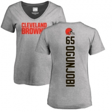 NFL Women's Nike Cleveland Browns #65 Larry Ogunjobi Ash Backer V-Neck T-Shirt