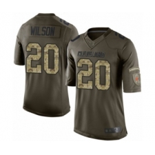 Men's Cleveland Browns #20 Howard Wilson Elite Green Salute to Service Football Jersey