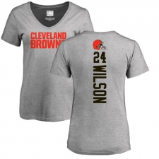 NFL Women's Nike Cleveland Browns #24 Howard Wilson Ash Backer V-Neck T-Shirt