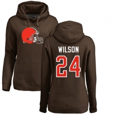 NFL Women's Nike Cleveland Browns #24 Howard Wilson Brown Name & Number Logo Pullover Hoodie