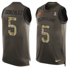 Men's Nike Cleveland Browns #5 Zane Gonzalez Limited Green Salute to Service Tank Top NFL Jersey