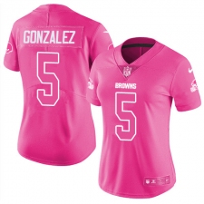 Women's Nike Cleveland Browns #5 Zane Gonzalez Limited Pink Rush Fashion NFL Jersey