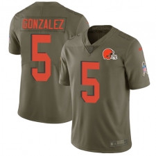 Youth Nike Cleveland Browns #5 Zane Gonzalez Limited Olive 2017 Salute to Service NFL Jersey