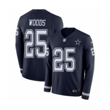 Men's Nike Dallas Cowboys #25 Xavier Woods Limited Navy Blue Therma Long Sleeve NFL Jersey