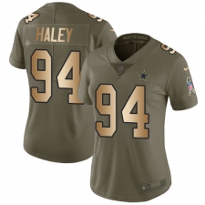 Women's Nike Dallas Cowboys #94 Charles Haley Limited Olive/Gold 2017 Salute to Service NFL Jersey