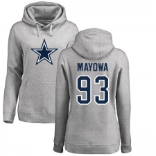 NFL Women's Nike Dallas Cowboys #93 Benson Mayowa Ash Name & Number Logo Pullover Hoodie